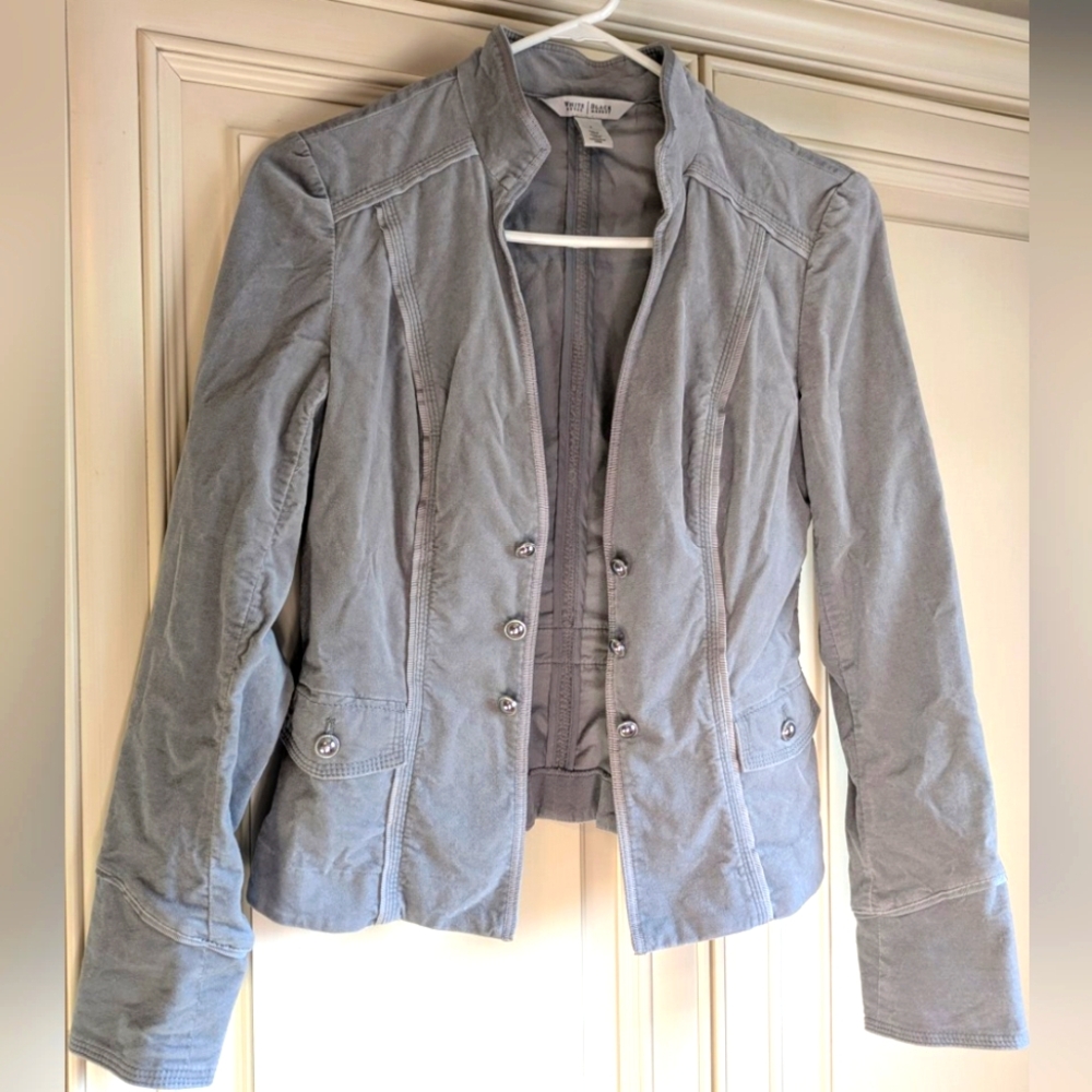 Light gray suede jacket from White House Black Market. Size 2.